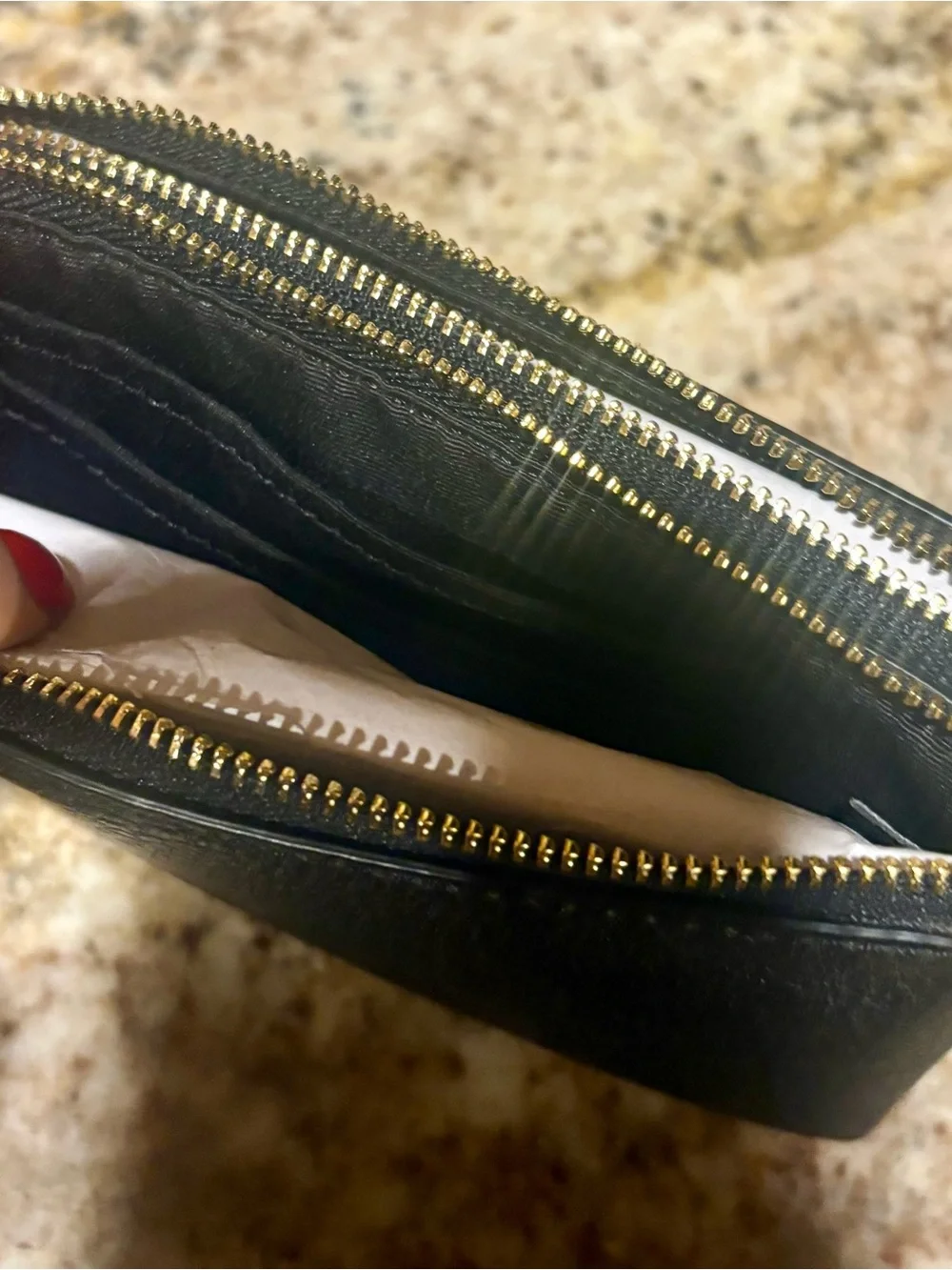 Coach Black Pebbled Leather Wristlet Wallet with Gold Logo